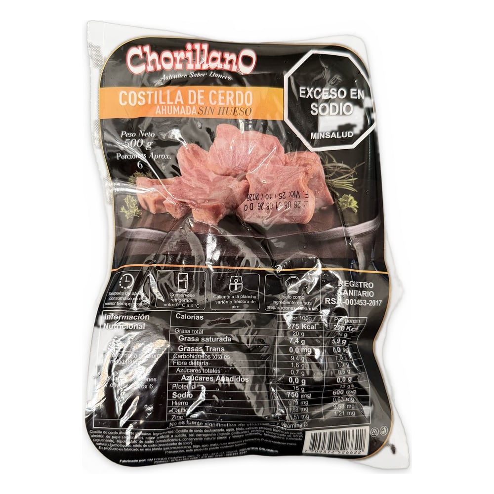Celta Costilla de Cerdo Ahumada Sin Hueso x 500g