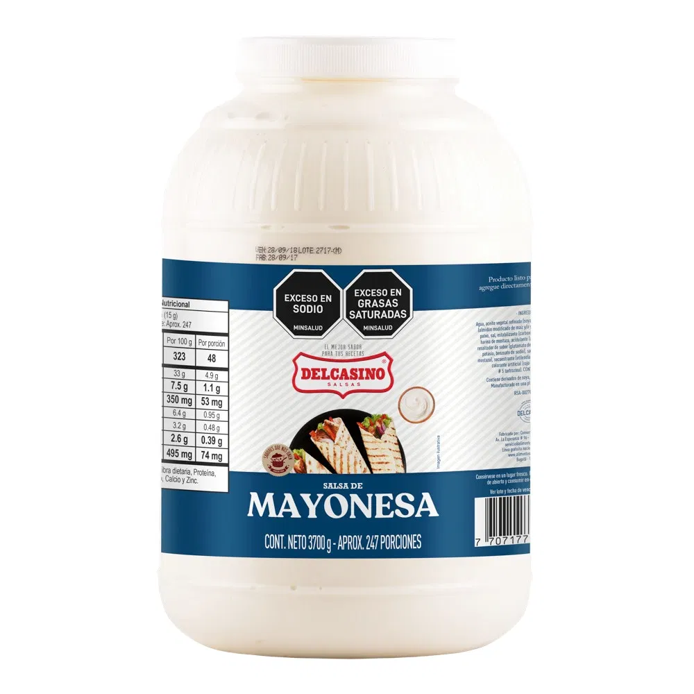 Delcasino Salsa de Mayonesa Frasco Galón x 3700g