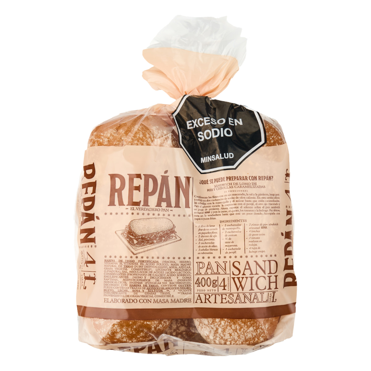Repán Pan Sandwich Artesanal 4 Unidades