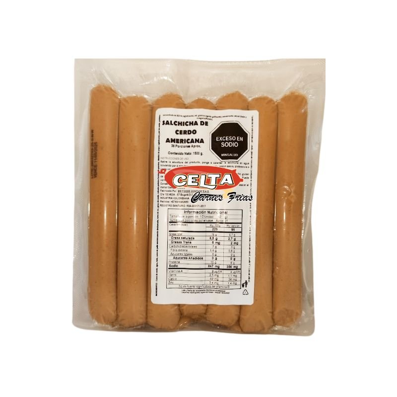 Salchicha Americana Celta 1500g - Sabor Tradicional